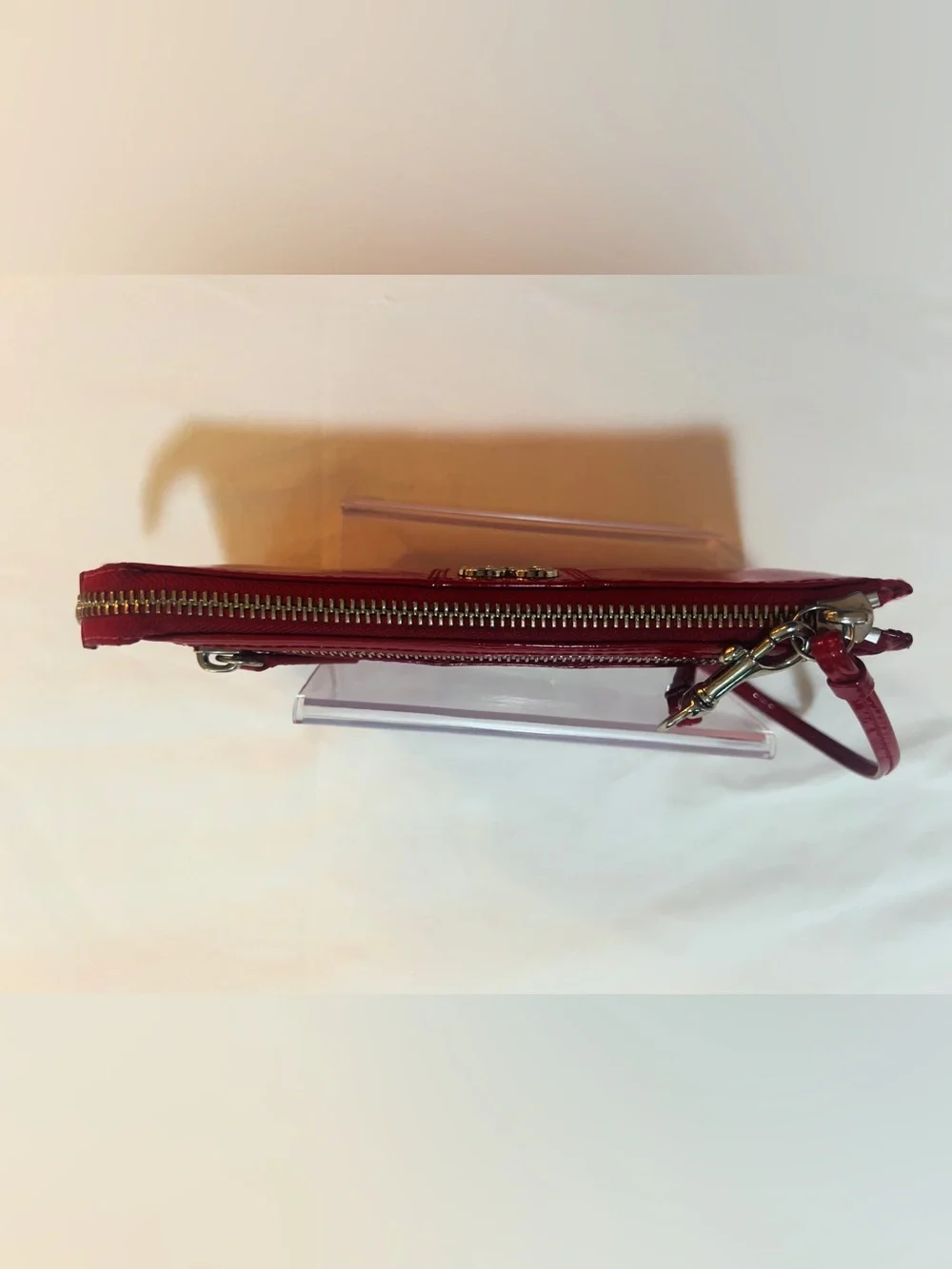 🩷 Y2K Coach Julia Red patent leather zippy wristlet wallet silver hardware🩷